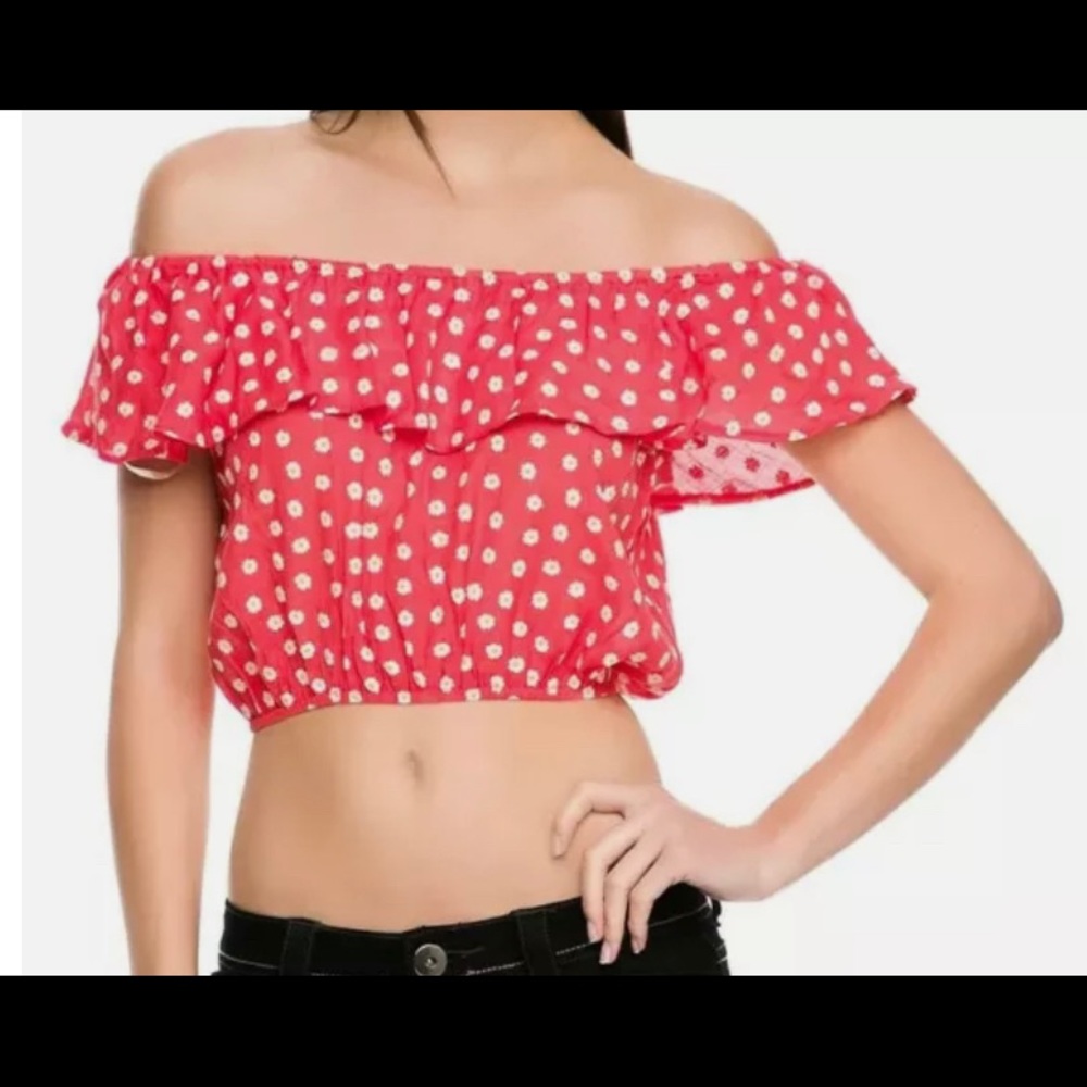 Daisy Ruffled Off Shoulders Crop Top Boho Glam L